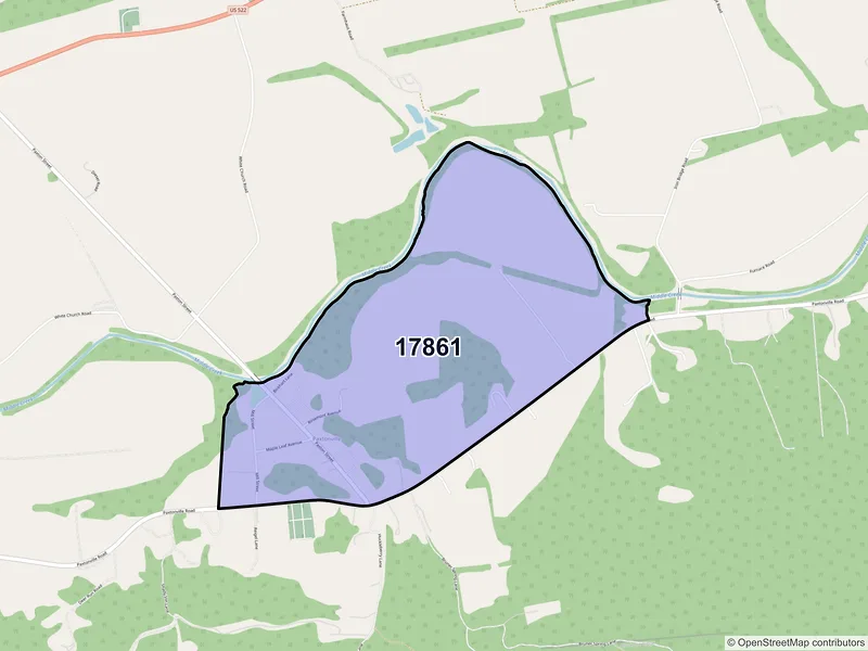 Map of Paxtonville, Pennsylvania and ZIP codes