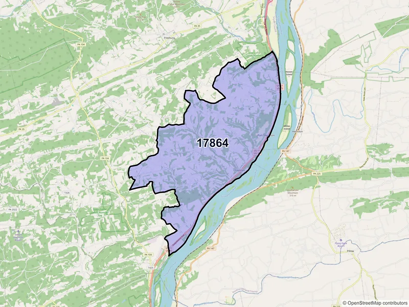 Map of ZIP Code 17864 — Port Trevorton, PA