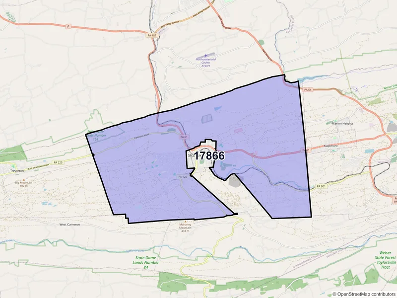 Map of ZIP Code 17866 — Coal Township, PA