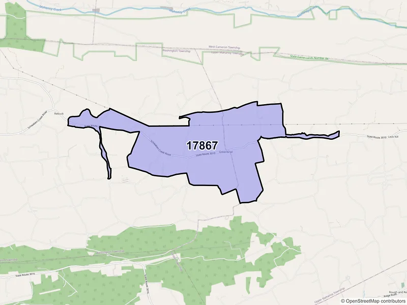 Map of Rebuck, Pennsylvania and ZIP codes