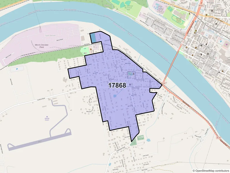 Map of Riverside, Pennsylvania and ZIP codes