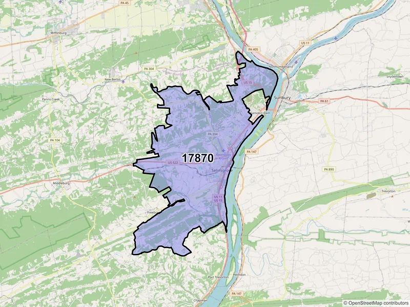 Map of ZIP Code 17870 — Selinsgrove, PA