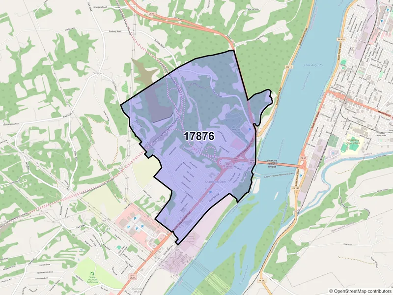 Map of ZIP Code 17876 — Shamokin Dam, PA