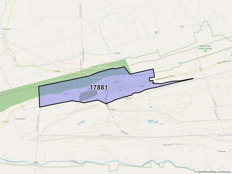 Map of Trevorton, Pennsylvania and ZIP codes