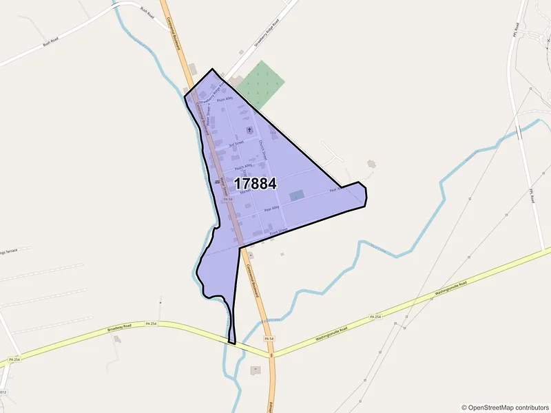 Map of Washingtonville, Pennsylvania and ZIP codes