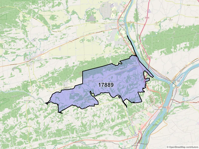 Map of ZIP Code 17889 — Winfield, PA