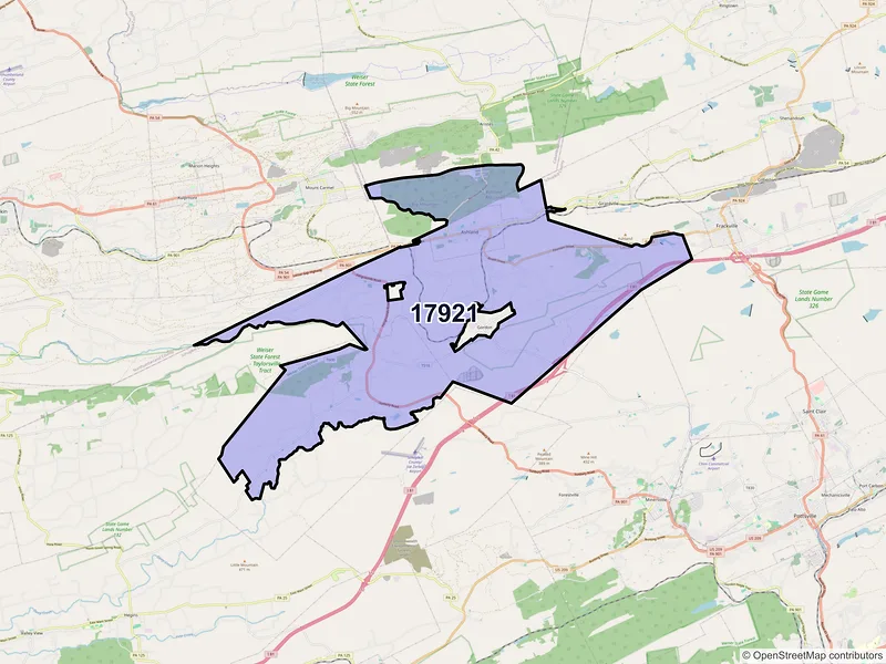 Map of ZIP Code 17921 — Ashland, PA