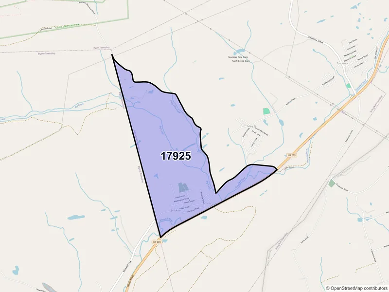 Map of ZIP Code 17925 — Brockton, PA