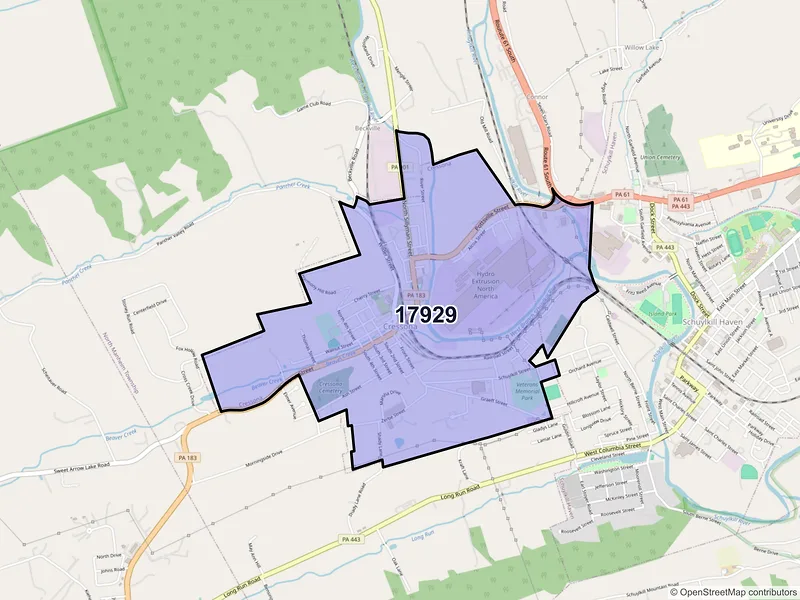 Map of Cressona, Pennsylvania and ZIP codes