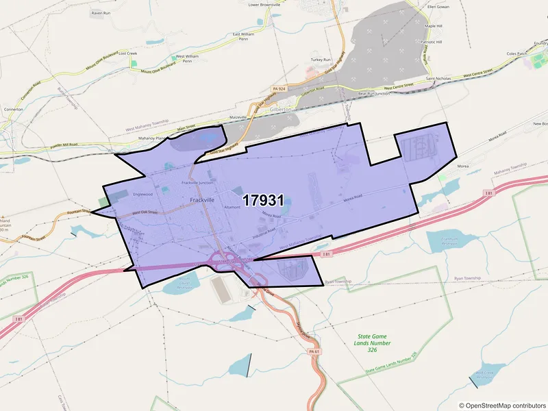 Map of ZIP Code 17931 — Frackville, PA