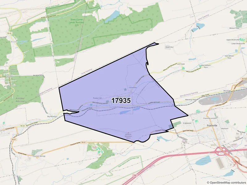 Map of Girardville, Pennsylvania and ZIP codes