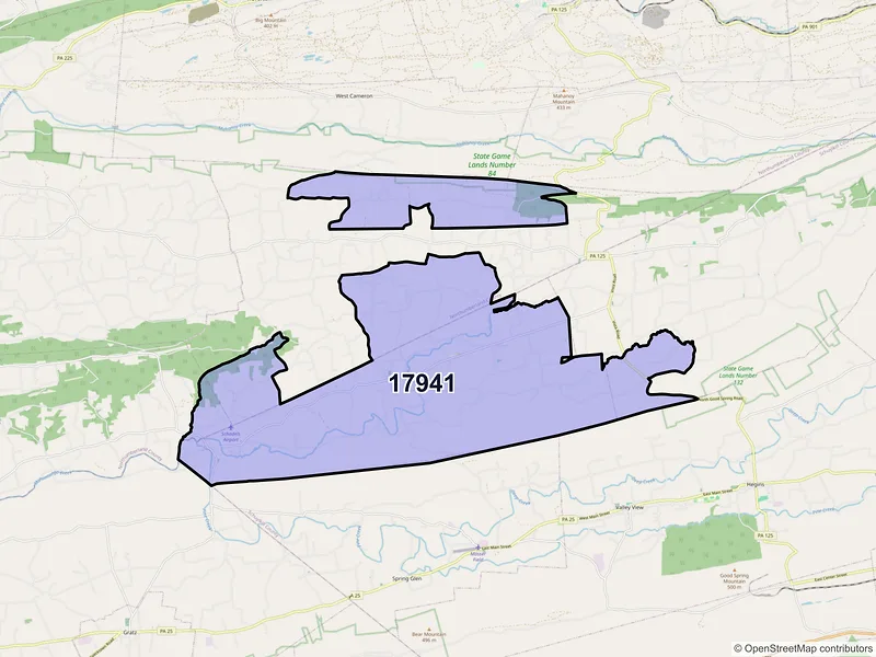 Map of Klingerstown, Pennsylvania and ZIP codes