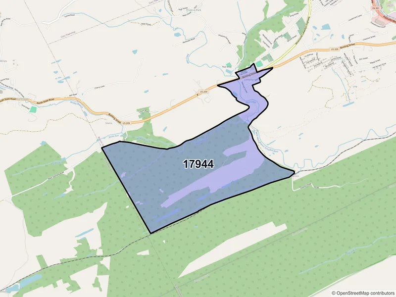 Map of Llewellyn, Pennsylvania and ZIP codes