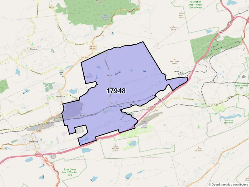 Map of ZIP Code 17948 — Mahanoy City, PA