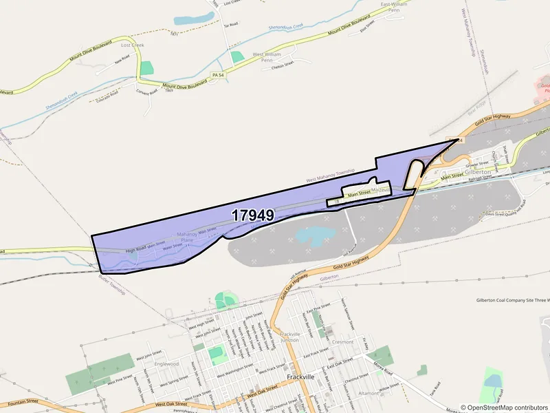 Map of Mahanoy Plane, Pennsylvania and ZIP codes