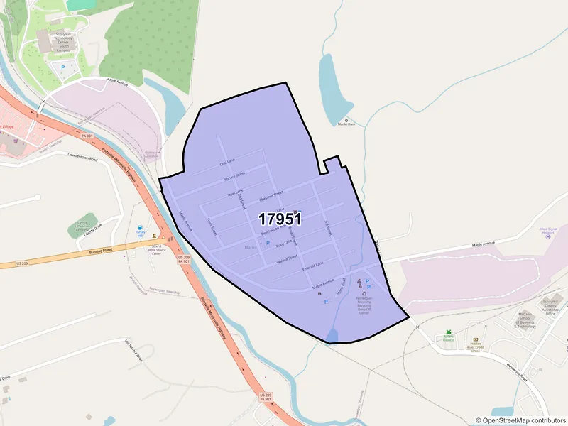 Map of Mar Lin, Pennsylvania and ZIP codes