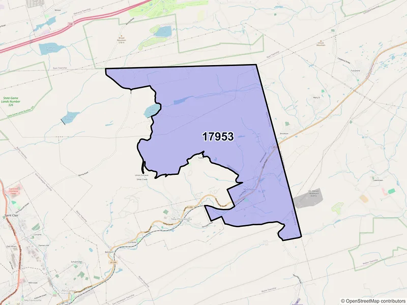 Map of ZIP Code 17953 — Middleport, PA