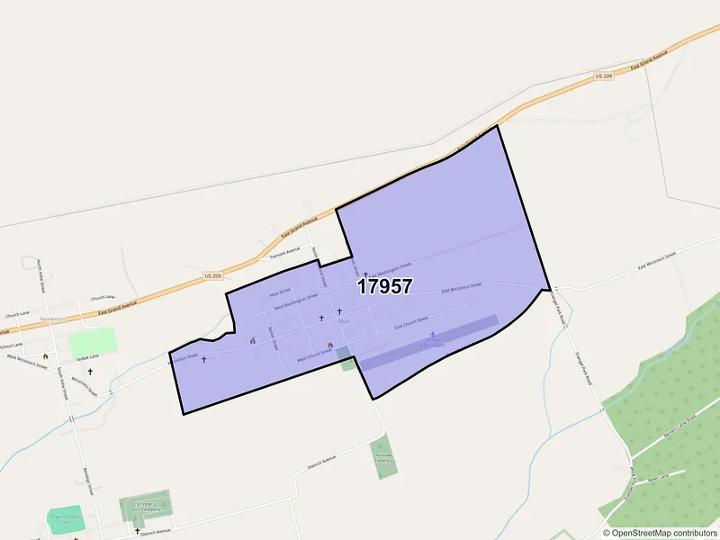 Map of ZIP Code 17957 — Muir, PA