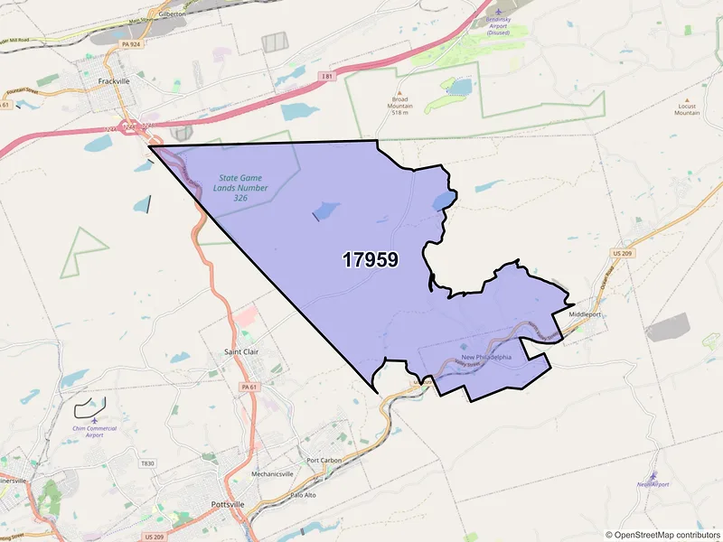 Map of ZIP Code 17959 — New Philadelphia, PA