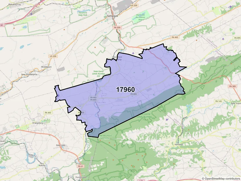 Map of New Ringgold, Pennsylvania and ZIP codes