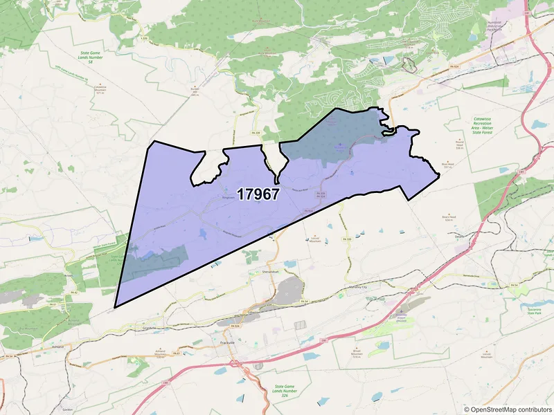 Map of ZIP Code 17967 — Ringtown, PA