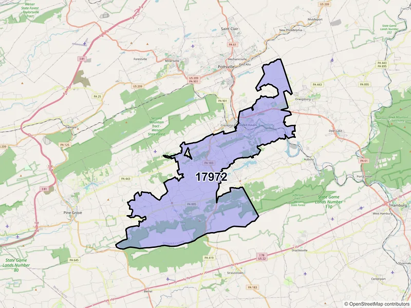 Map of ZIP Code 17972 — Schuylkill Haven, PA