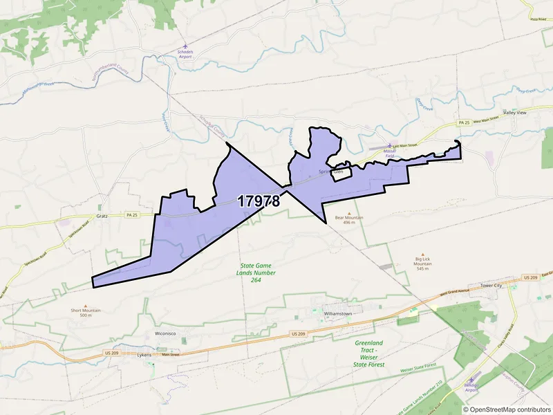 Map of ZIP Code 17978 — Spring Glen, PA