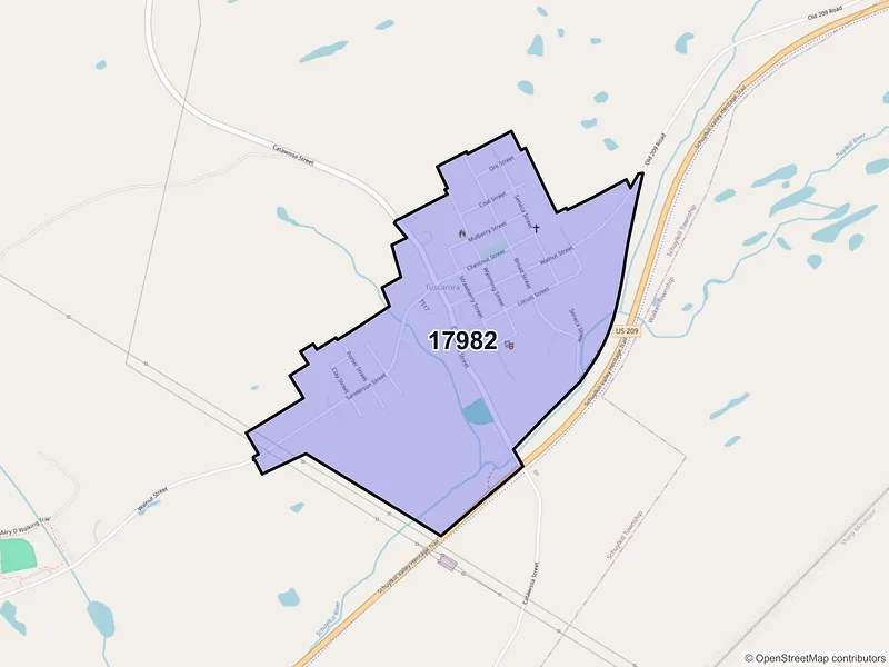 Map of Tuscarora, Pennsylvania and ZIP codes