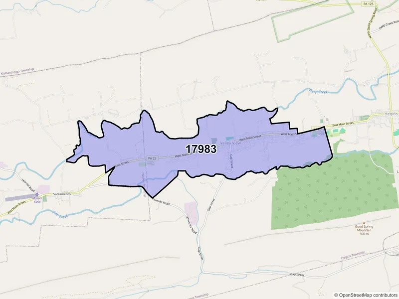 Map of Valley View, Pennsylvania and ZIP codes