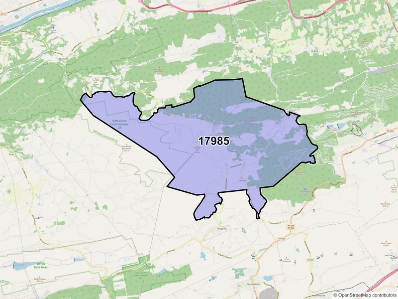 Map of ZIP Code 17985 — Zion Grove, PA