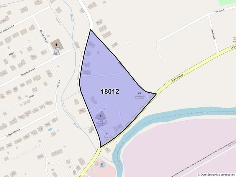 Map of Aquashicola, Pennsylvania and ZIP codes