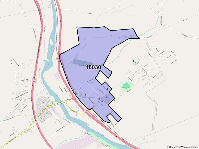 Map of Bowmanstown, Pennsylvania and ZIP codes