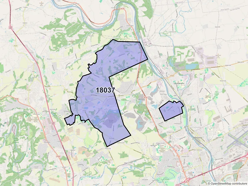 Map of ZIP Code 18037 — Coplay, PA