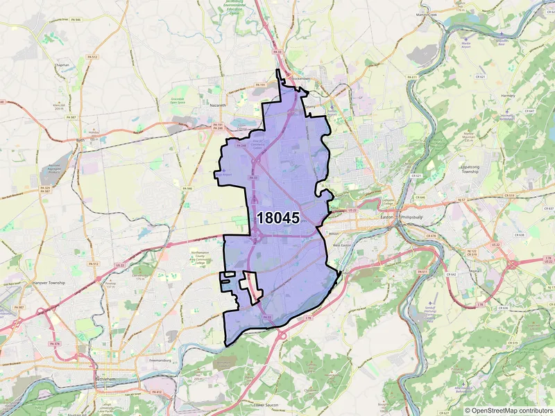 Map of ZIP Code 18045 — Easton, PA