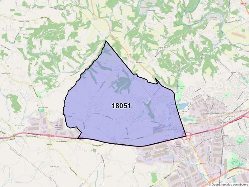 Map of ZIP Code 18051 — Fogelsville, PA