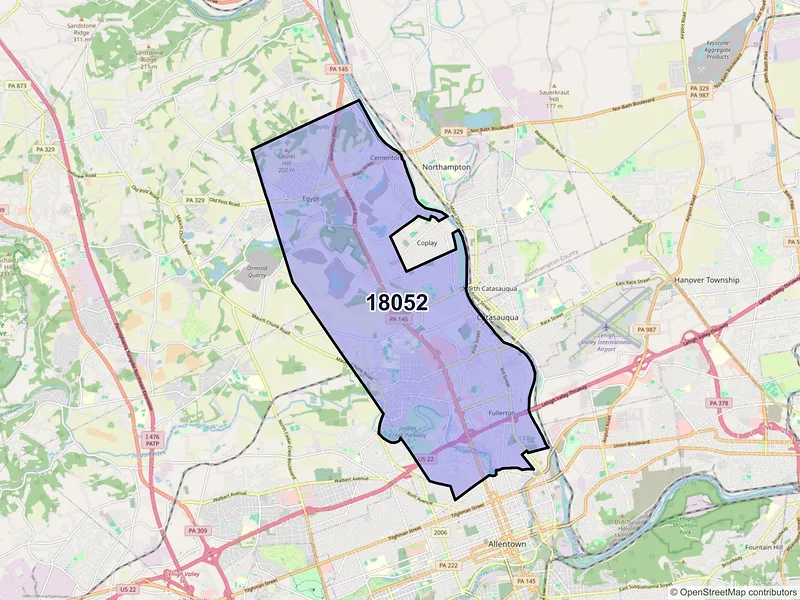 Map of ZIP Code 18052 — Whitehall, PA