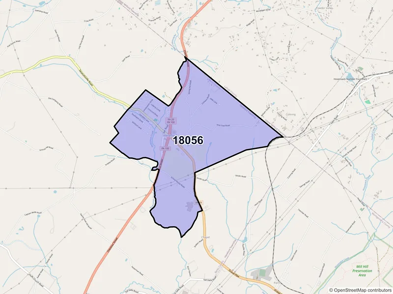 Map of ZIP Code 18056 — Hereford, PA