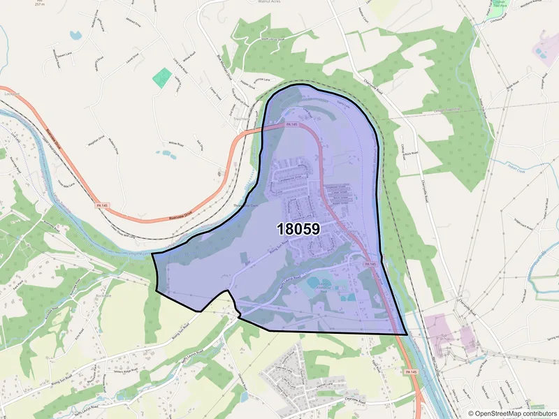 Map of ZIP Code 18059 — Laurys Station, PA
