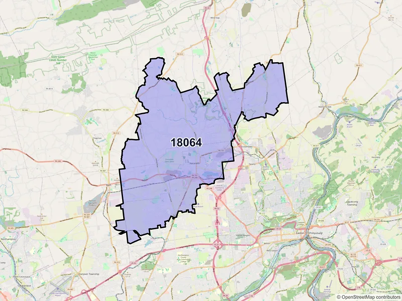Map of ZIP Code 18064 — Nazareth, PA