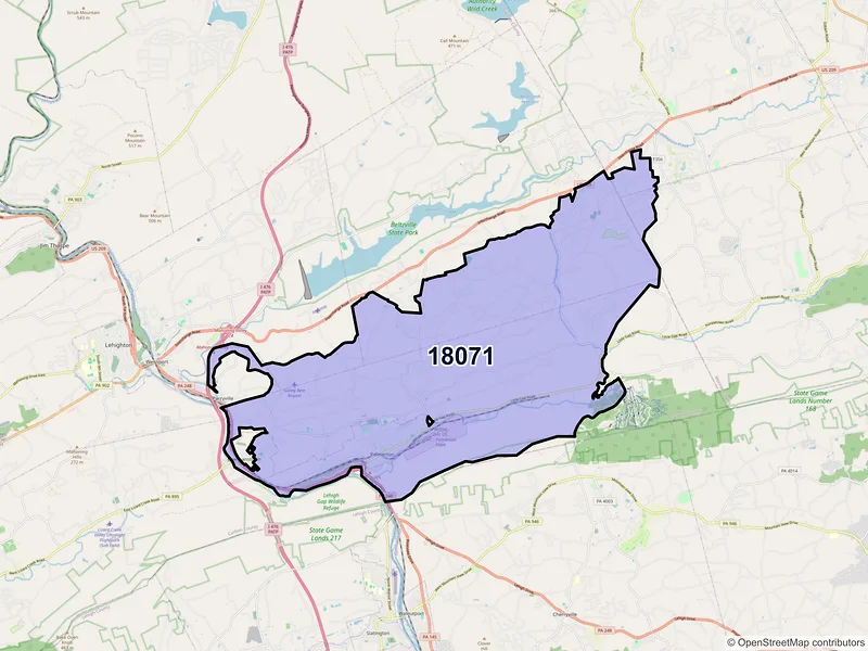 Map of ZIP Code 18071 — Palmerton, PA