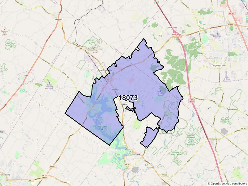 Map of ZIP Code 18073 — Pennsburg, PA