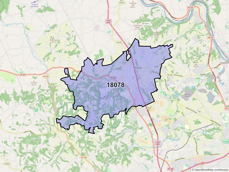 Map of ZIP Code 18078 — Schnecksville, PA
