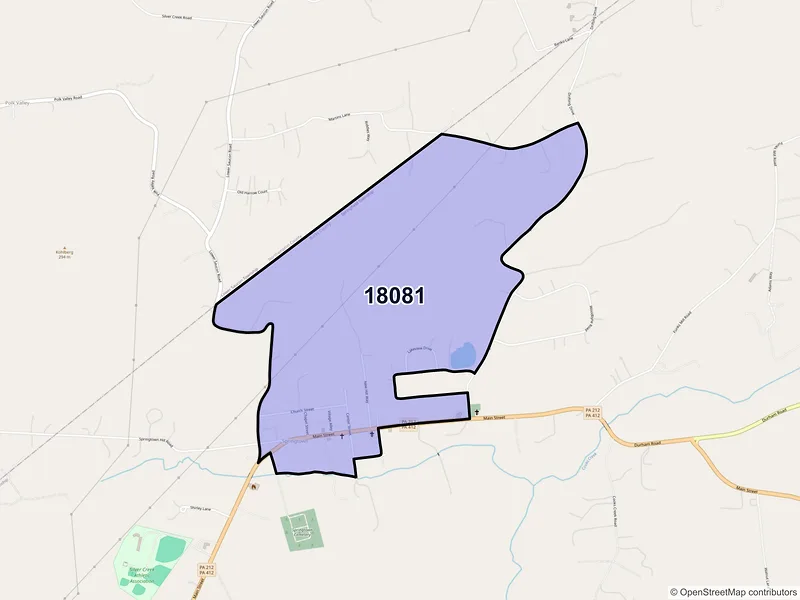 Map of Springtown, Pennsylvania and ZIP codes