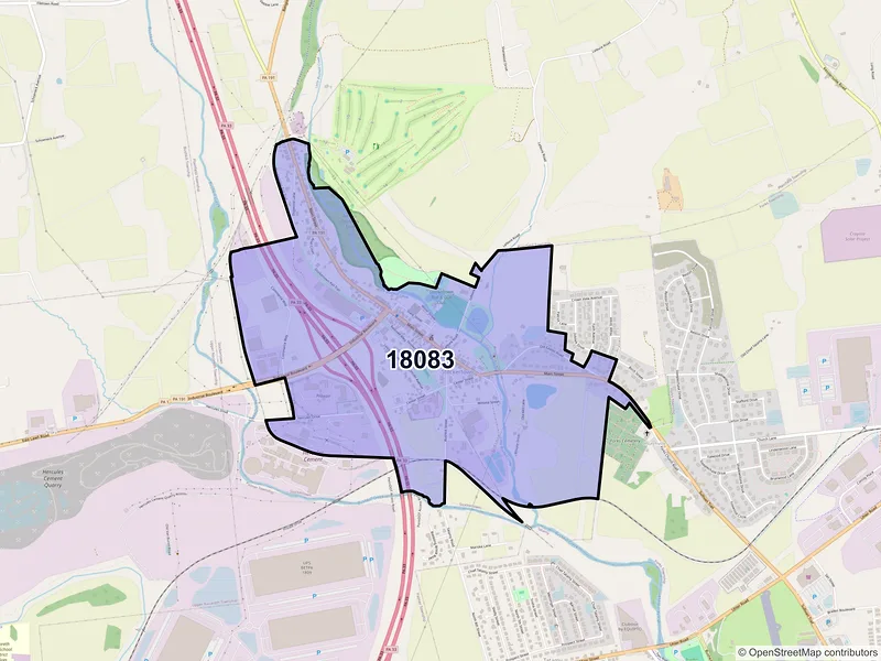Map of Stockertown, Pennsylvania and ZIP codes
