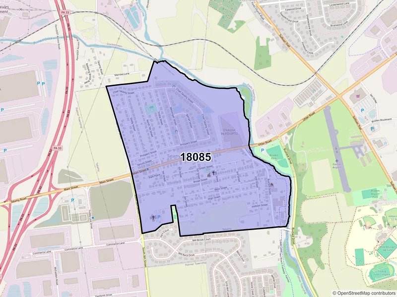 Map of Tatamy, Pennsylvania and ZIP codes