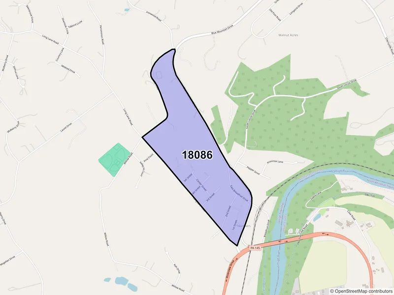 Map of Treichlers, Pennsylvania and ZIP codes