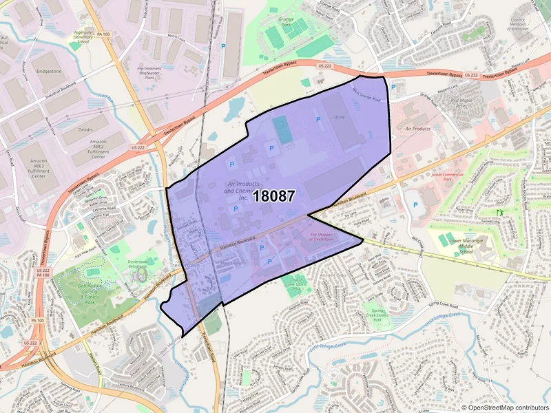 Map of Trexlertown, Pennsylvania and ZIP codes