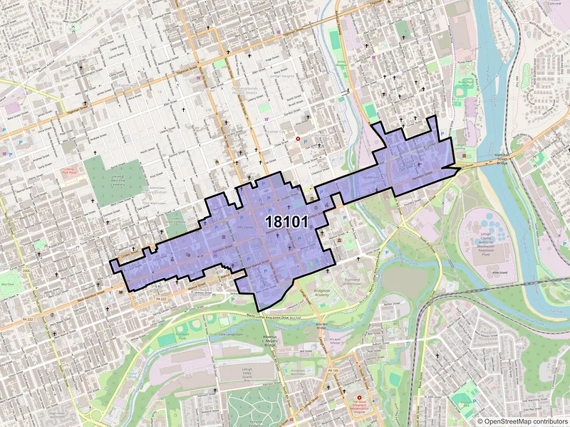 Map of ZIP Code 18101 — Allentown, PA