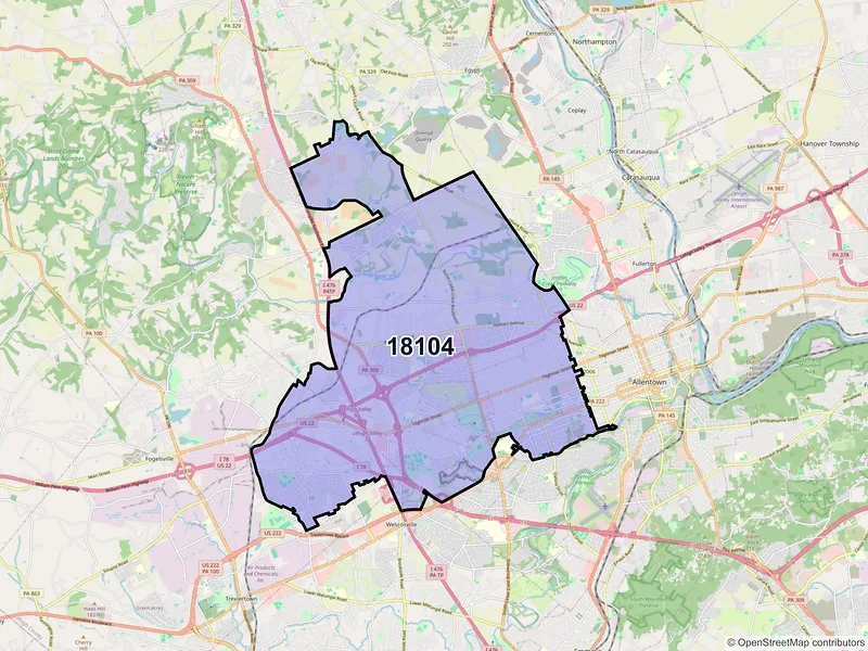 Map of ZIP Code 18104 — Allentown, PA