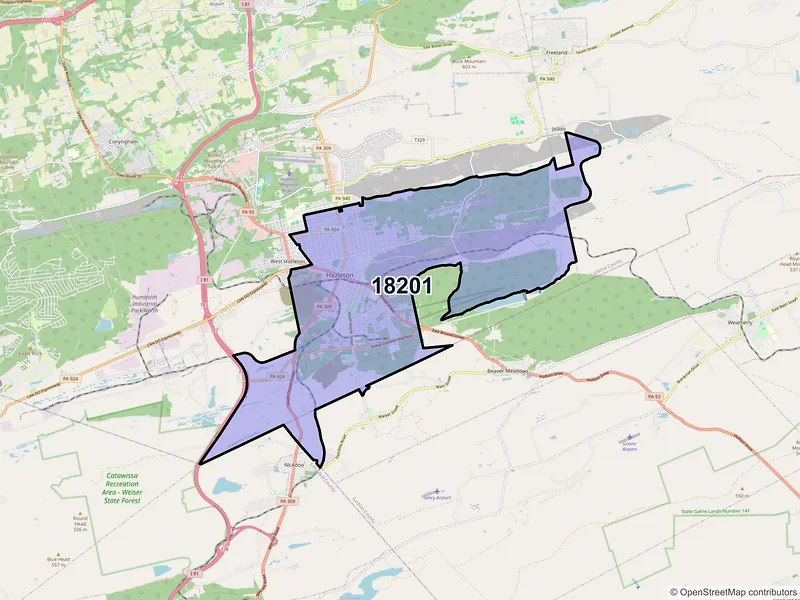 Map of ZIP Code 18201 — Hazleton, PA